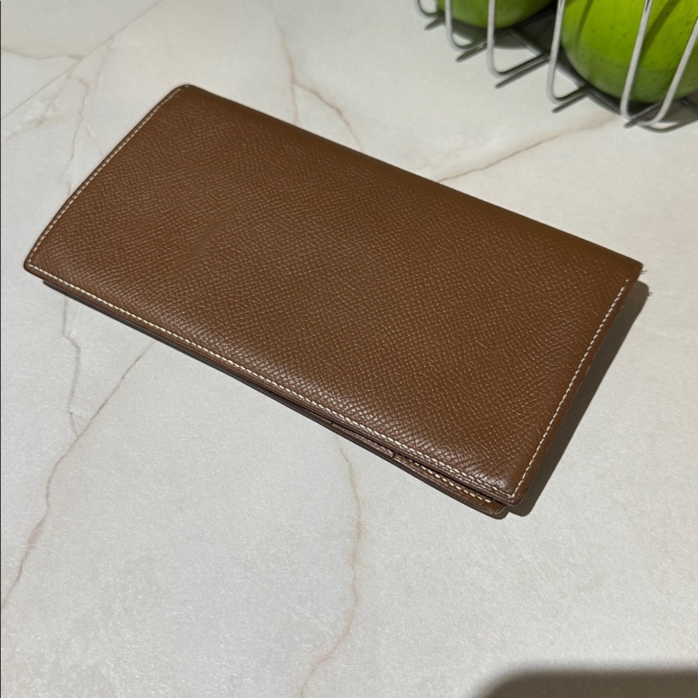 Hermes Gold MC2 Long Leather Wallet 2014 R in square.
